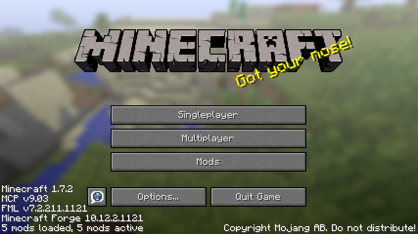 Forge導入済み Minecraft(タイトル画面)